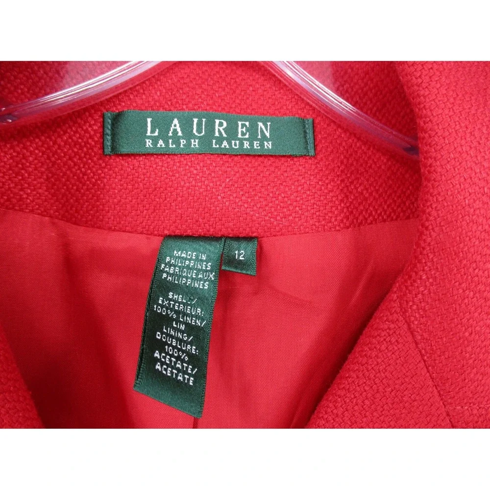 Ralph Lauren Jacket LRL 12 Linen Anchor‎ Buttons Nautical Lightweight Career Red
